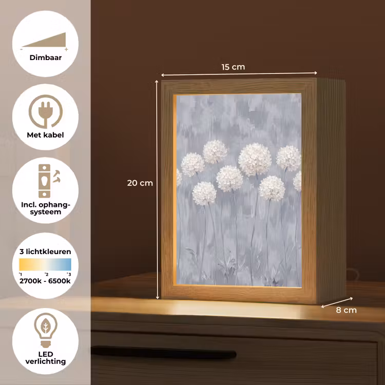 Bloemen - Illustratie - Blauw Light Box met kabel (Tafellamp) klein -USP_NL