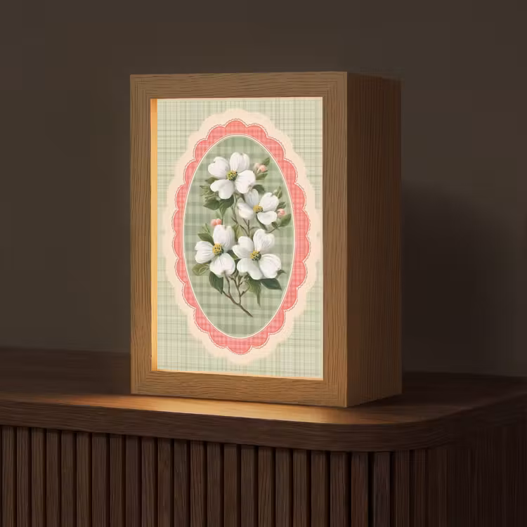 Bloemen - Illustratie - Geruit - Groen Light Box met kabel (Tafellamp) klein -z3d_website