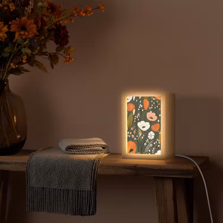Bloemen - Illustratie - Groen Light Box met kabel (Tafellamp) klein -sfeer4