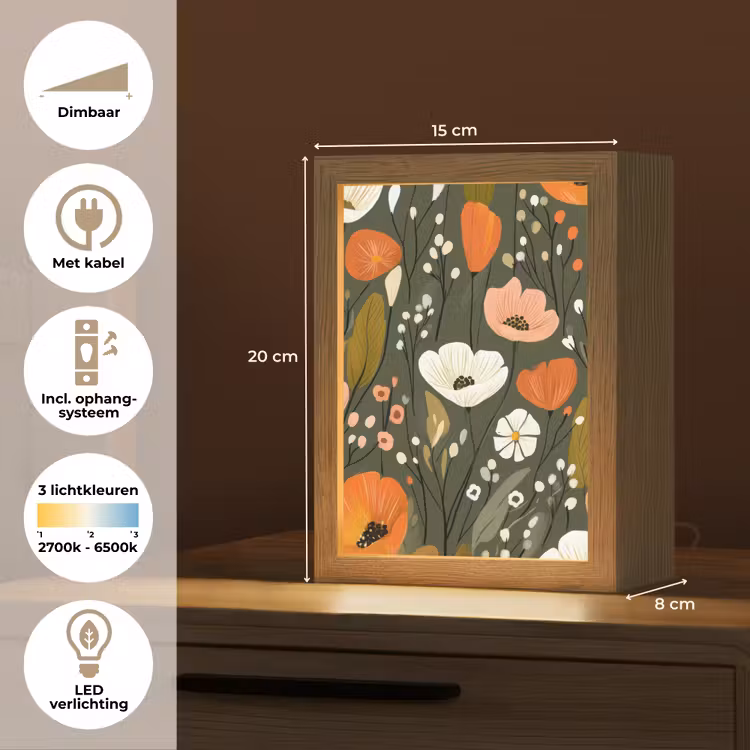 Bloemen - Illustratie - Groen Light Box met kabel (Tafellamp) klein -USP_NL