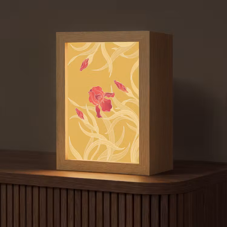 Tafellamp - Bloemen - Illustratie - Rood - Bloemen - Illustratie - Rood Light Box met kabel (Tafellamp) klein