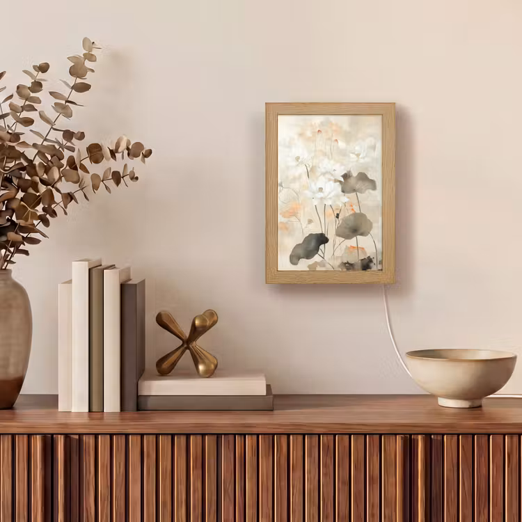 Bloemen - Japandi - Wabi sabi Light Box met kabel (Tafellamp) klein -sfeer2