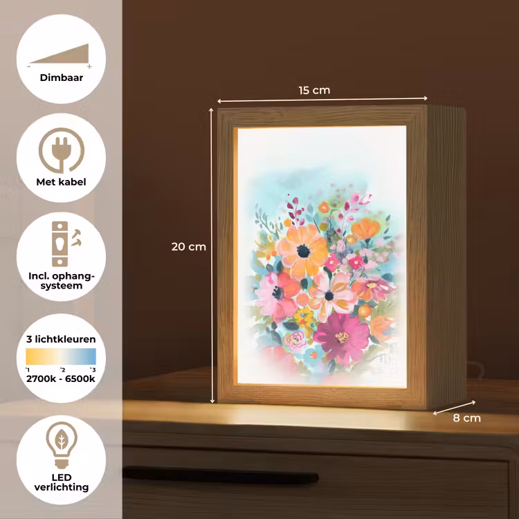 Bloemen - Kleuren - Boeket - Natuur Light Box met kabel (Tafellamp) klein -USP_NL