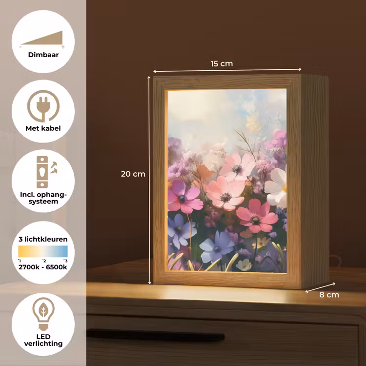 Bloemen - Kleurrijk - Bloei Light Box met kabel (Tafellamp) klein -USP_NL