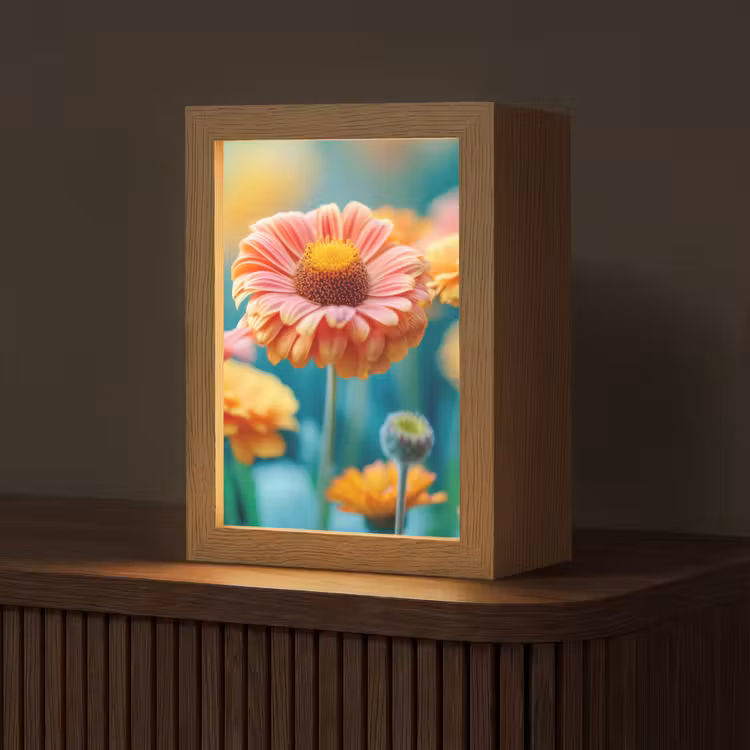 Bloemen - Kleurrijk - Natuur - Gerbera Light Box met kabel (Tafellamp) klein -z3d_website