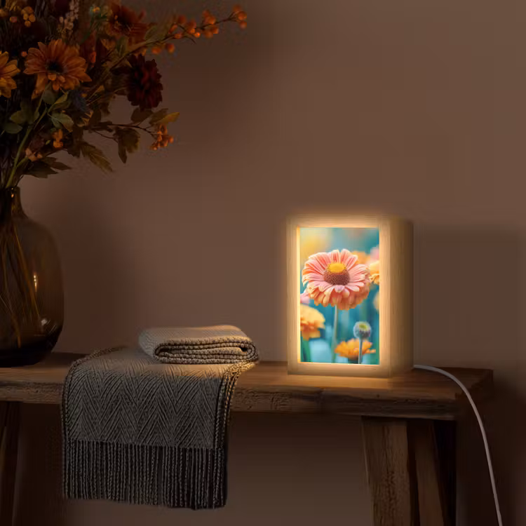 Bloemen - Kleurrijk - Natuur - Gerbera Light Box met kabel (Tafellamp) klein -sfeer4