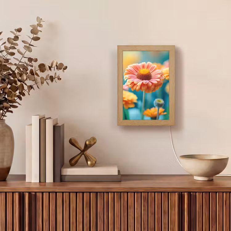 Bloemen - Kleurrijk - Natuur - Gerbera Light Box met kabel (Tafellamp) klein -sfeer2