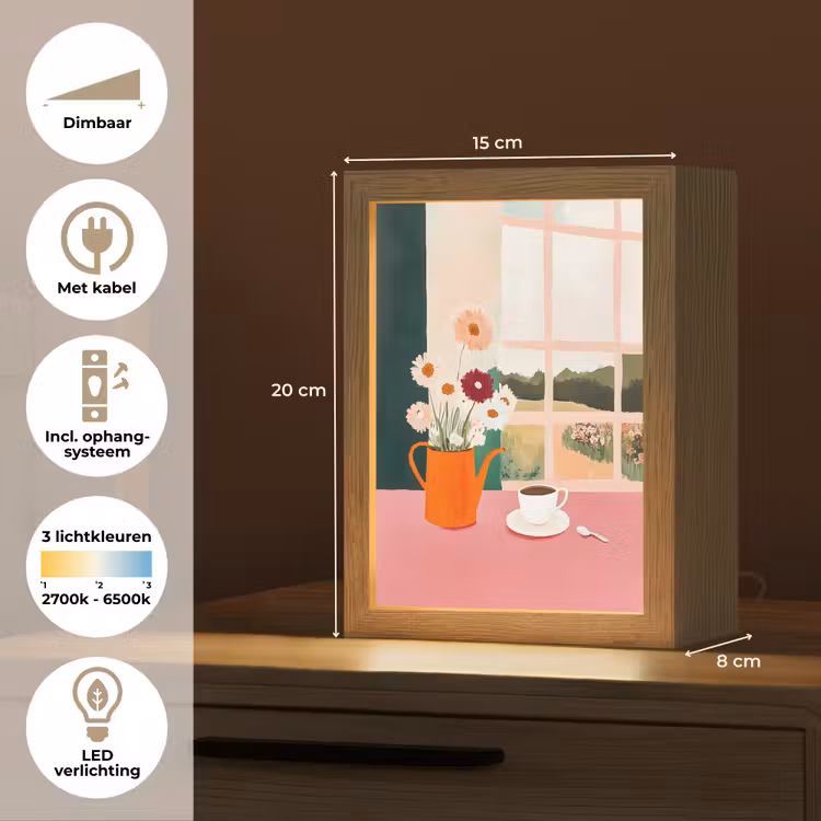 Bloemen - Koffie - Raam Light Box met kabel (Tafellamp) klein -USP_NL