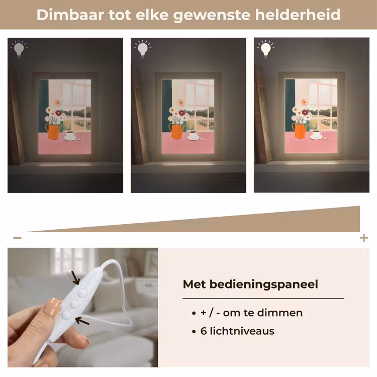 Bloemen - Koffie - Raam Light Box met kabel (Tafellamp) klein -USP_dimbaarNL