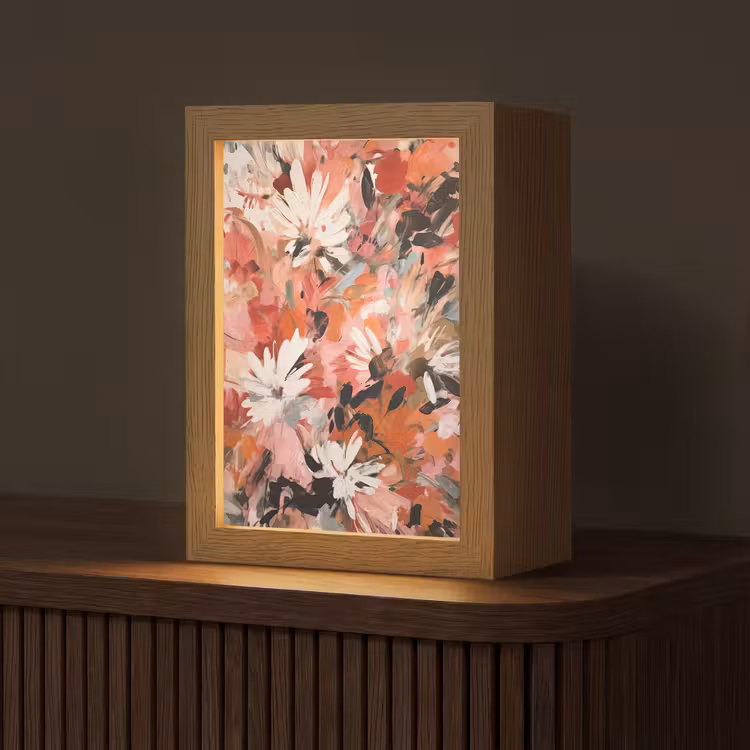 Bloemen - Kunst - Abstract - Verf Light Box met kabel (Tafellamp) klein -z3d_website