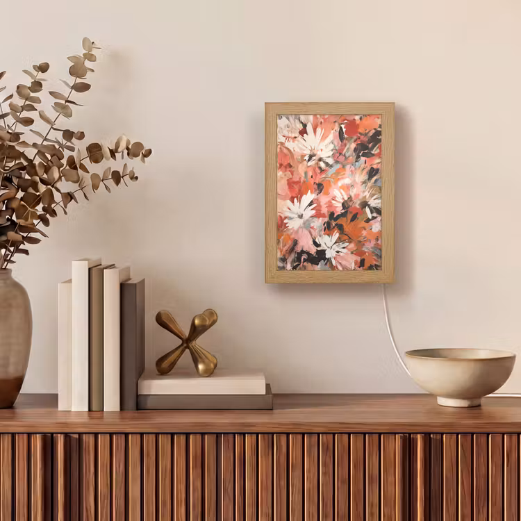 Bloemen - Kunst - Abstract - Verf Light Box met kabel (Tafellamp) klein -sfeer2