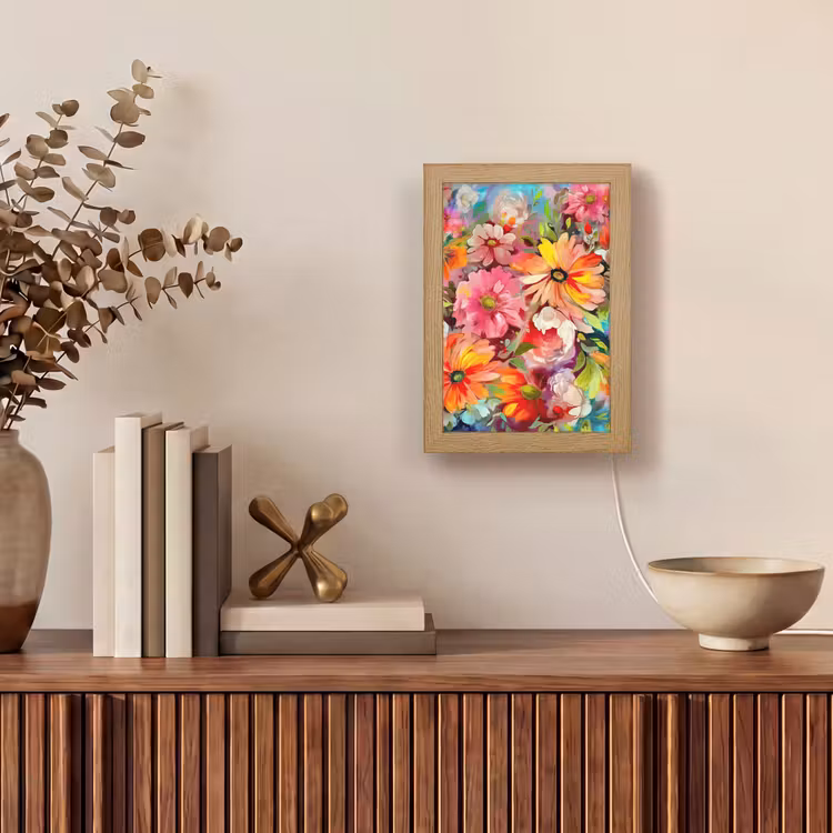 Bloemen - Kunst - Schilderij - Botanisch Light Box met kabel (Tafellamp) klein -sfeer2