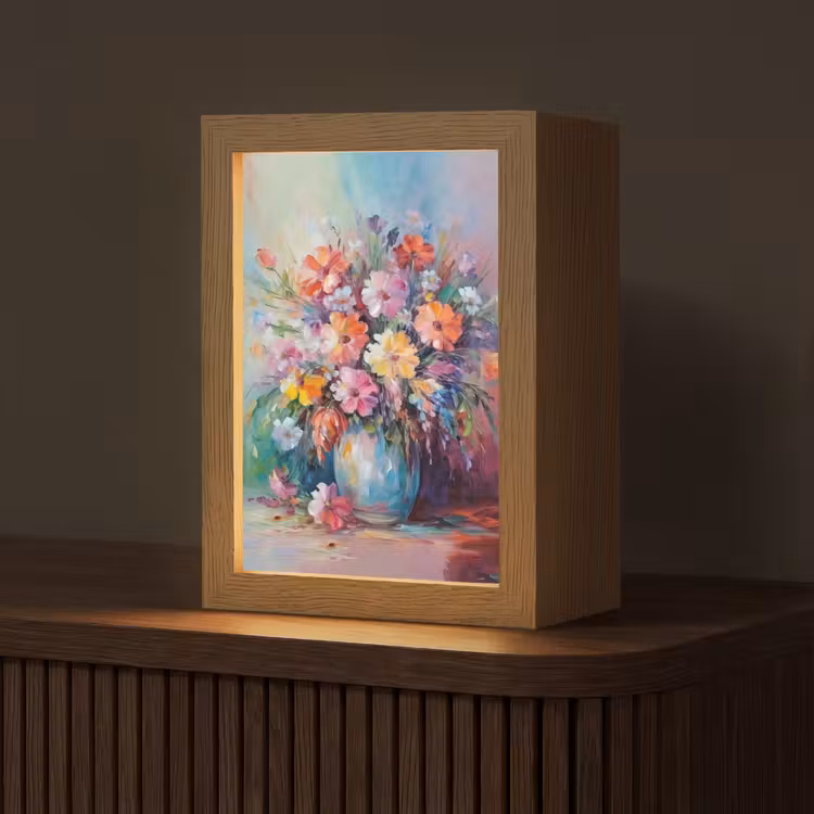 Bloemen - Kunst - Schilderij - Lente - Boeket Light Box met kabel (Tafellamp) klein -z3d_website