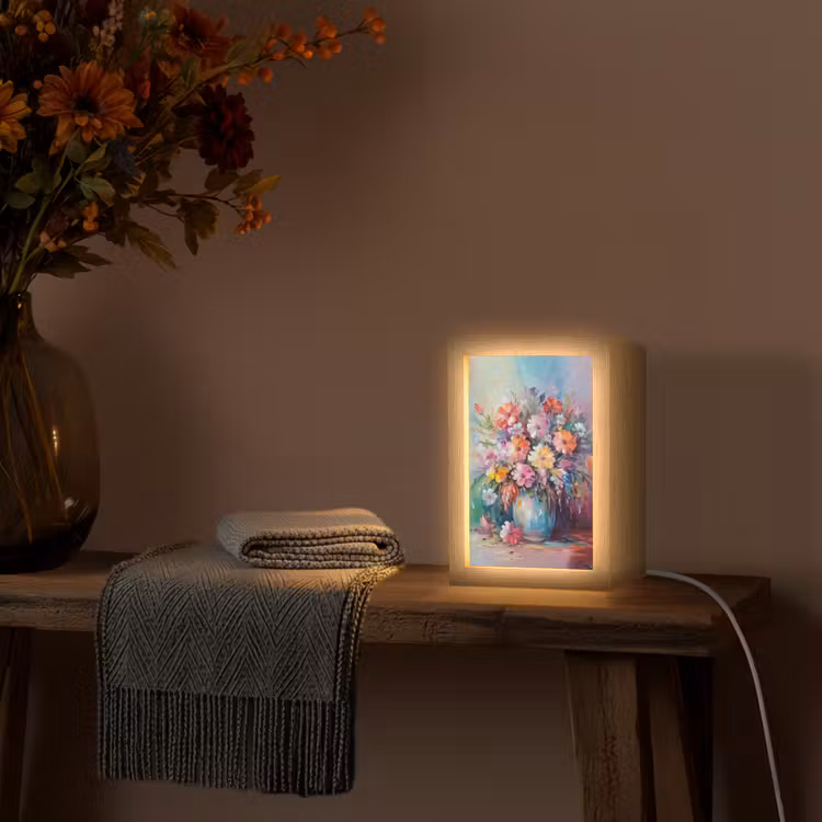 Bloemen - Kunst - Schilderij - Lente - Boeket Light Box met kabel (Tafellamp) klein -sfeer4