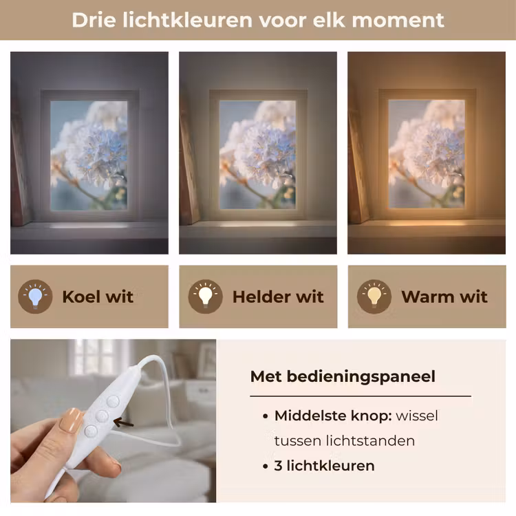Bloemen - Lichtblauw - Wazig - Trosje Light Box met kabel (Tafellamp) klein -USP_lichtkleurNL