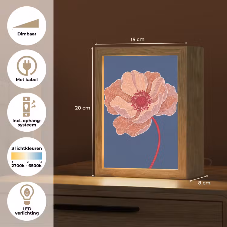 Tafellamp - Bloemen - Modern - Abstract - Bloemen - Modern - Abstract Light Box met kabel (Tafellamp) klein