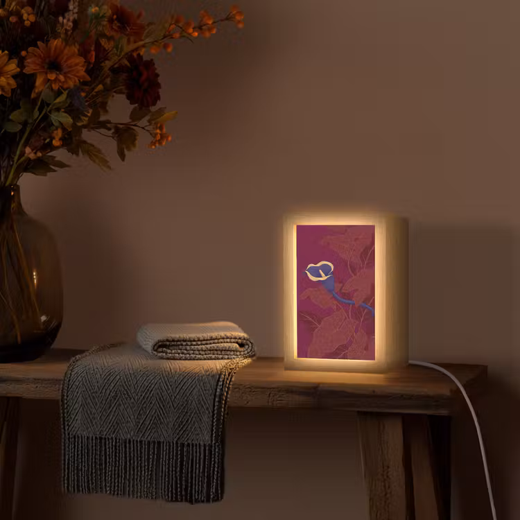Tafellamp - Bloemen - Modern - Paars - Bloemen - Modern - Paars Light Box met kabel (Tafellamp) klein