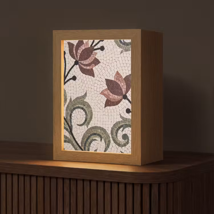 Bloemen - Mozaïek - Patroon - Abstract - Groen Light Box met kabel (Tafellamp) klein -z3d_website