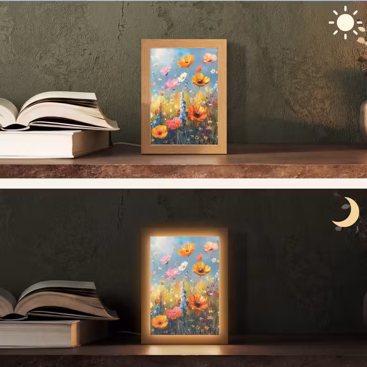 Bloemen - Natuur - Botanisch - Kunst Light Box met kabel (Tafellamp) klein -sfeer3