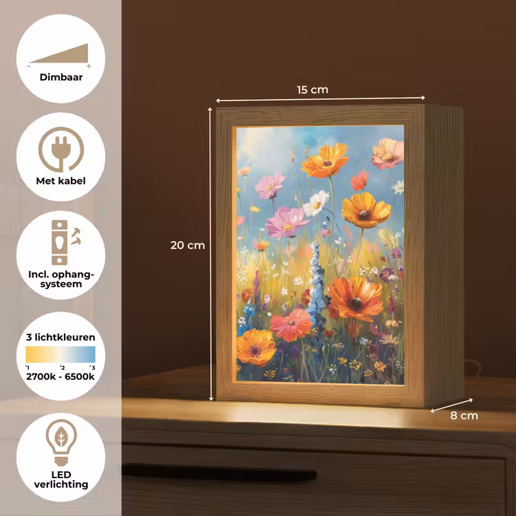 Bloemen - Natuur - Botanisch - Kunst Light Box met kabel (Tafellamp) klein -USP_NL