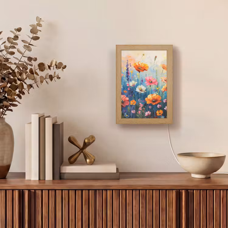 Bloemen - Natuur - Waterverf - Kunst Light Box met kabel (Tafellamp) klein -sfeer2