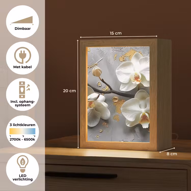 Bloemen - Orchidee - Abstract - Modern Light Box met kabel (Tafellamp) klein -USP_NL