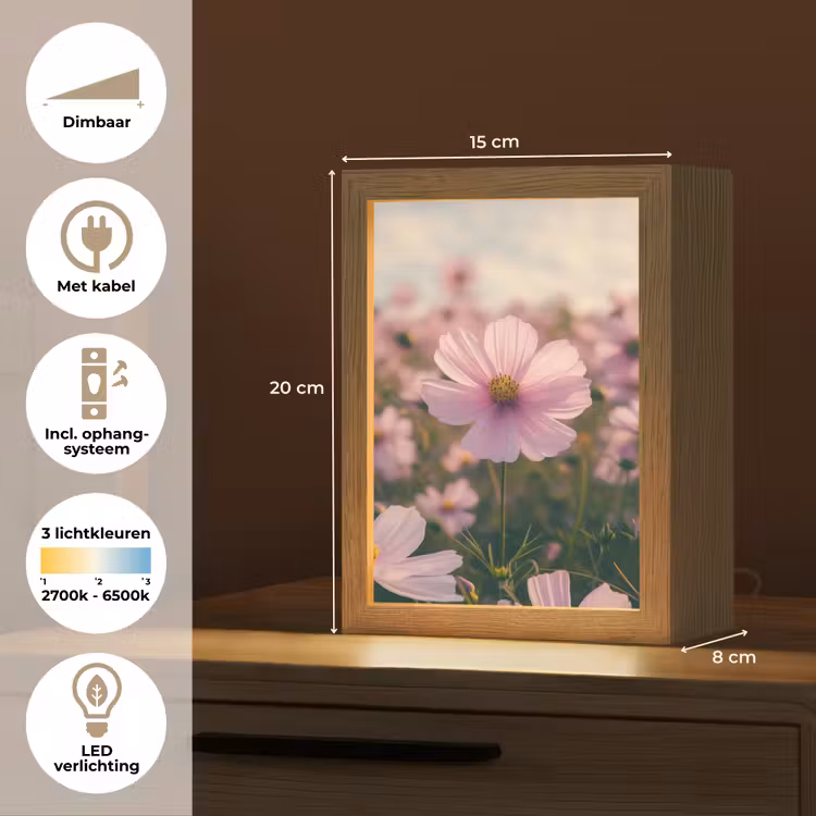 Bloemen - Paars - Wazig Light Box met kabel (Tafellamp) klein -USP_NL