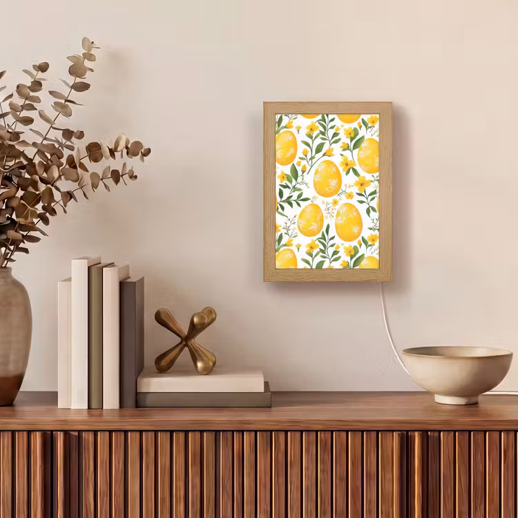 Bloemen - Paaseieren - Geel Light Box met kabel (Tafellamp) klein -sfeer2