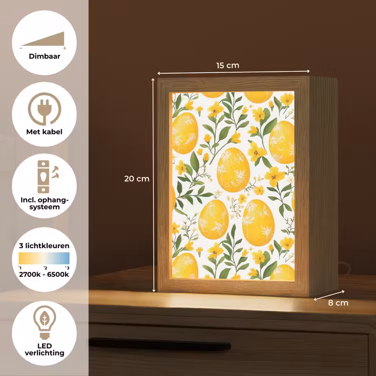 Bloemen - Paaseieren - Geel Light Box met kabel (Tafellamp) klein -USP_NL