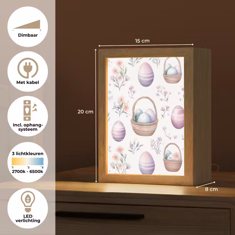 Bloemen - Paaseieren - Patroon Light Box met kabel (Tafellamp) klein -USP_NL