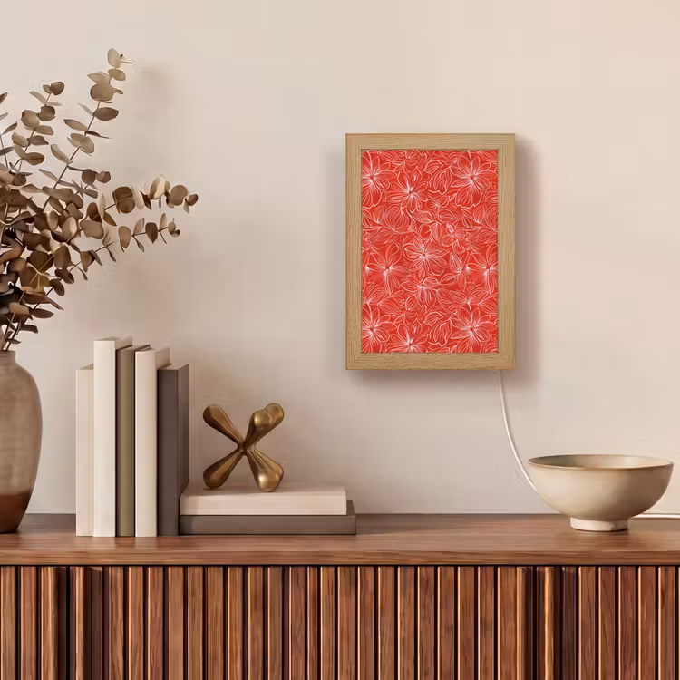 Bloemen - Patroon - Rood Light Box met kabel (Tafellamp) klein 925 -sfeer2
