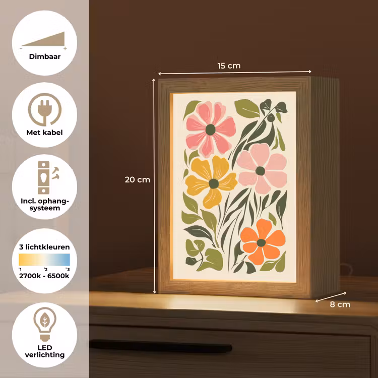Bloemen - Speels - Kleurrijk Light Box met kabel (Tafellamp) klein -USP_NL