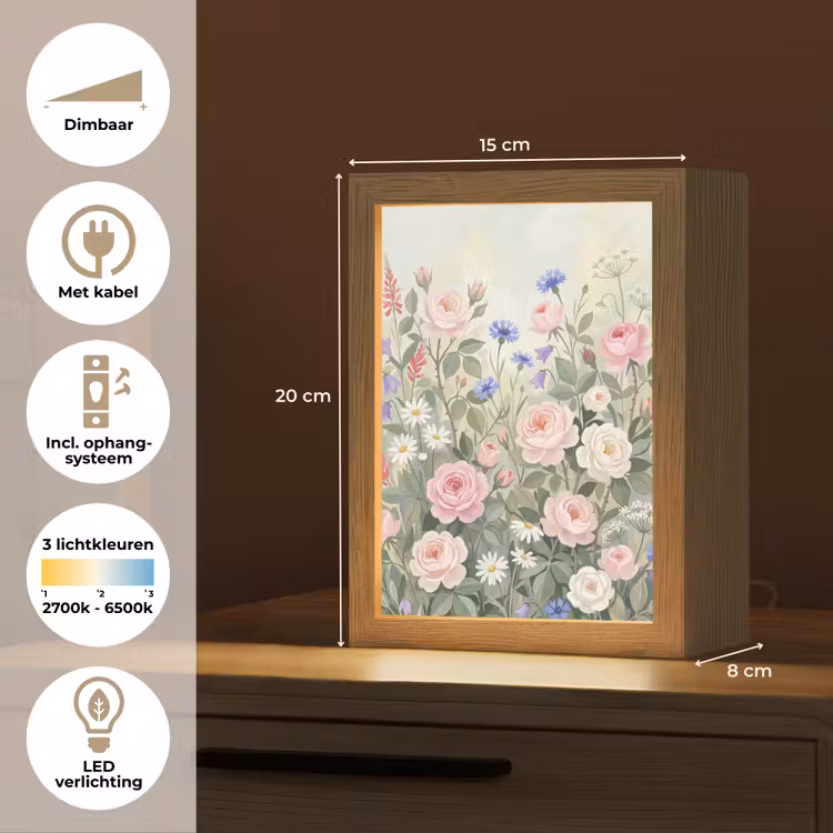 Bloemen - Tuin - Natuur - Kleurrijk Light Box met kabel (Tafellamp) klein -USP_NL