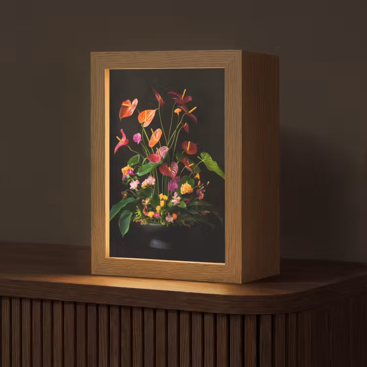 Bloemen - Vaas - Kleurrijk Light Box met kabel (Tafellamp) klein -z3d_website