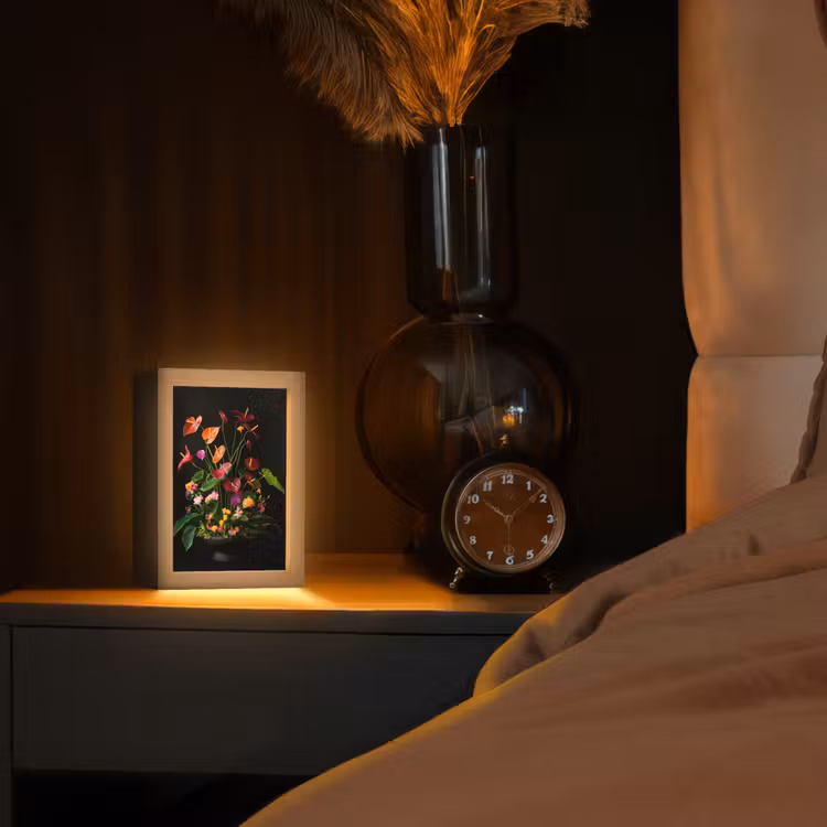 Bloemen - Vaas - Kleurrijk Light Box met kabel (Tafellamp) klein -sfeer1