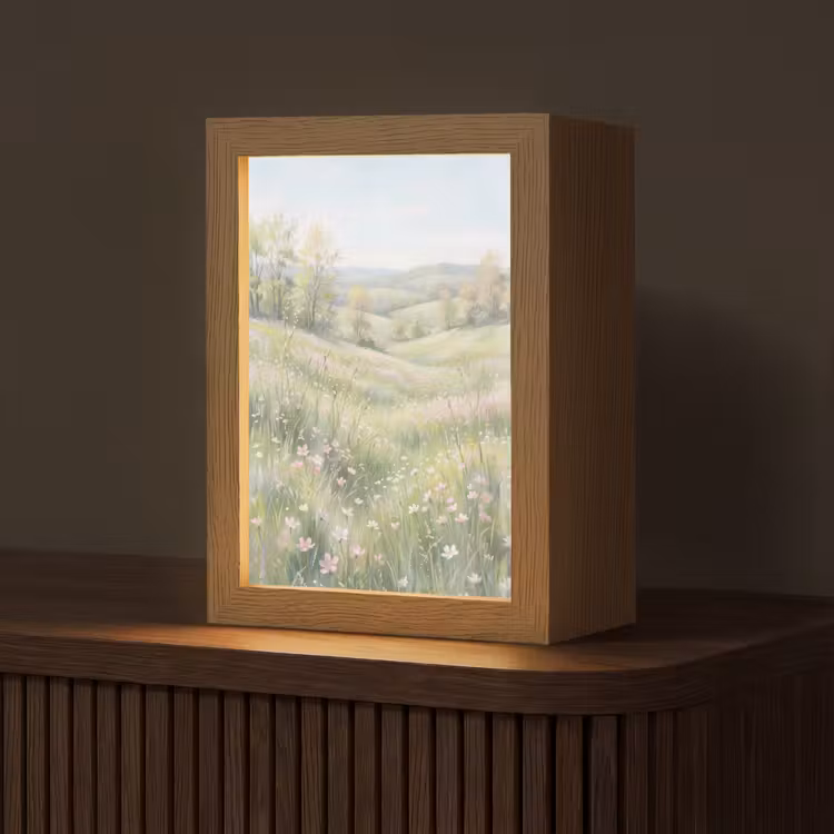 Bloemen veld - Bloemen - Groen Light Box met kabel (Tafellamp) klein -z3d_website