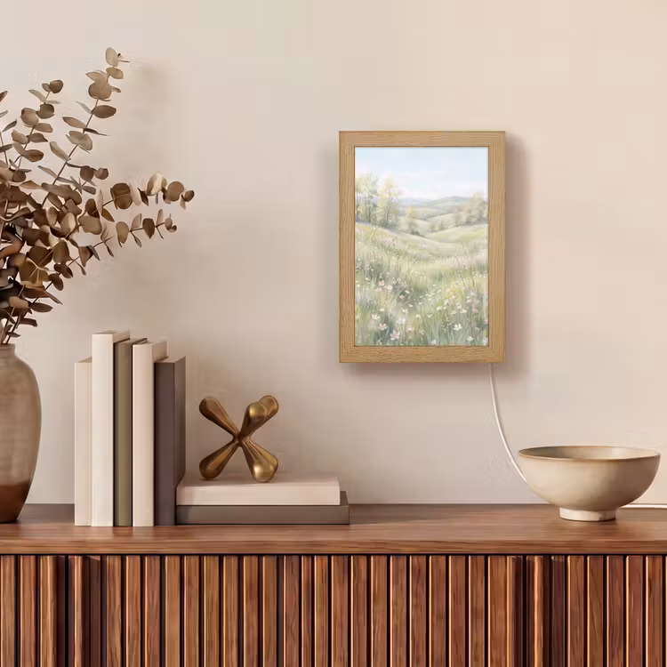 Bloemen veld - Bloemen - Groen Light Box met kabel (Tafellamp) klein -sfeer2
