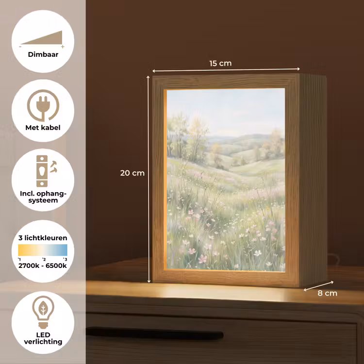 Bloemen veld - Bloemen - Groen Light Box met kabel (Tafellamp) klein -USP_NL