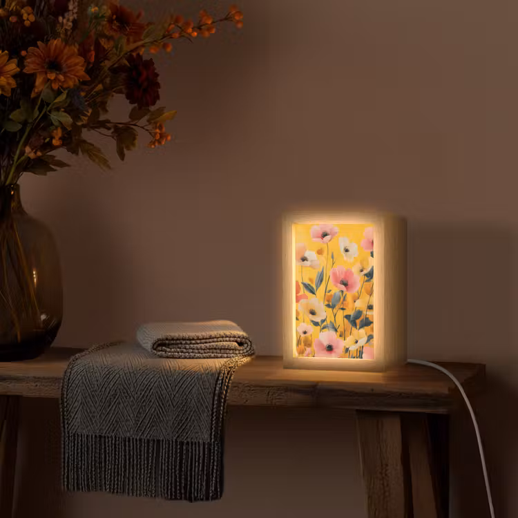 Bloemen - Veld - Geel Light Box met kabel (Tafellamp) klein -sfeer4