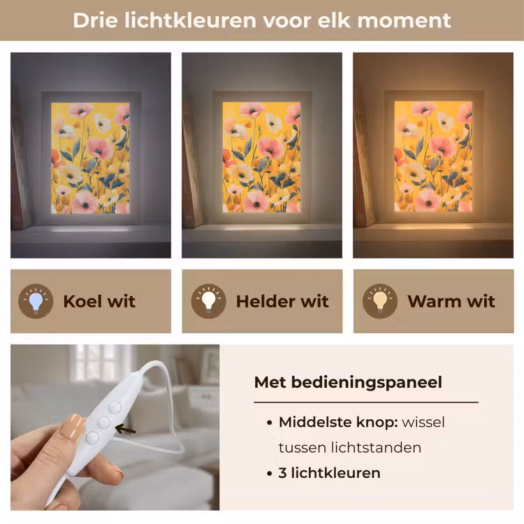 Bloemen - Veld - Geel Light Box met kabel (Tafellamp) klein -USP_lichtkleurNL