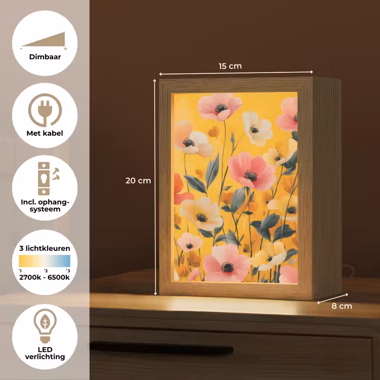 Bloemen - Veld - Geel Light Box met kabel (Tafellamp) klein -USP_NL