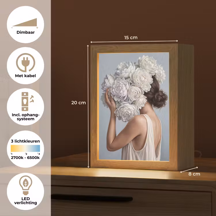 Bloemen - Vrouw - Wit Light Box met kabel (Tafellamp) klein -USP_NL