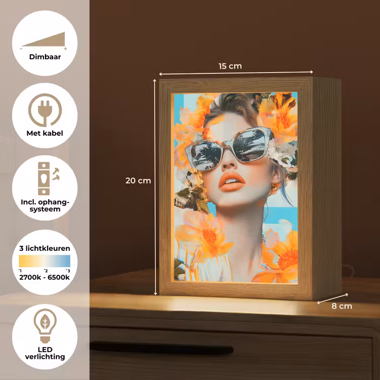 Bloemen - Vrouw - Zonnebril - Blauw Light Box met kabel (Tafellamp) klein -USP_NL