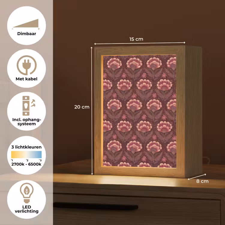 Bloemen - Waaier - Paars Light Box met kabel (Tafellamp) klein 925 -USP_NL