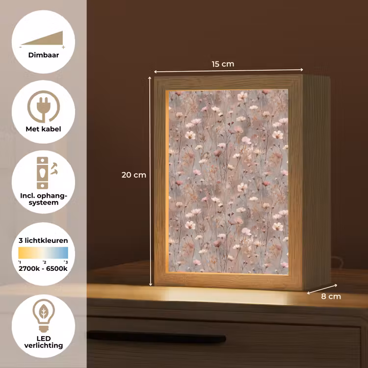 Bloemen - Wild - Pastel Light Box met kabel (Tafellamp) klein 925 -USP_NL