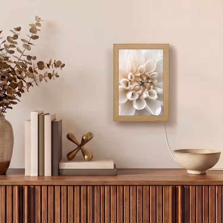 Bloemen - Wit - Natuur Light Box met kabel (Tafellamp) klein -sfeer2