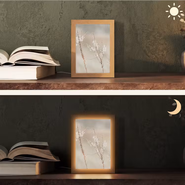 Bloemen - Wit - Planten Light Box met kabel (Tafellamp) klein -sfeer3