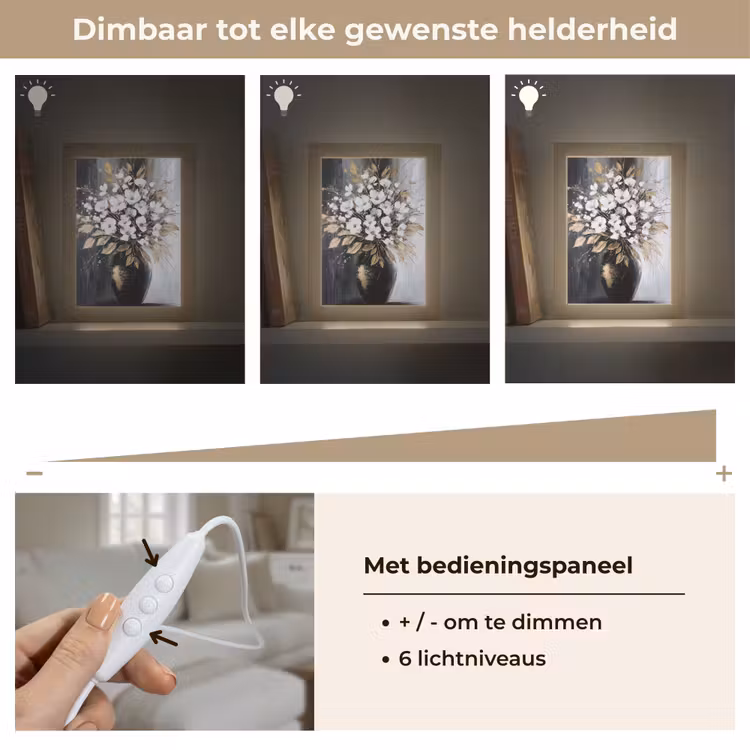 Bloemen - Wit - Vaas - Abstract Light Box met kabel (Tafellamp) klein -USP_dimbaarNL