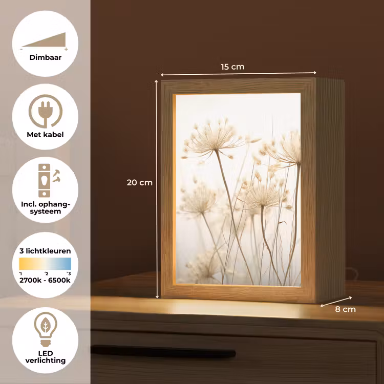 Bloemen - Wit - Zonlicht Light Box met kabel (Tafellamp) klein -USP_NL
