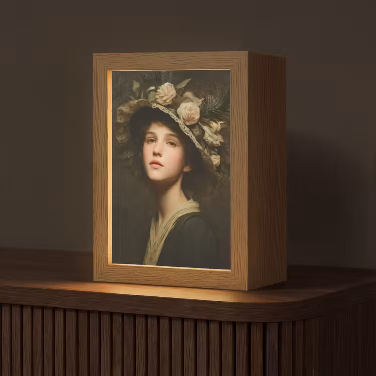 Bloemenhoed - Portret - Vrouw Light Box met kabel (Tafellamp) klein -z3d_website